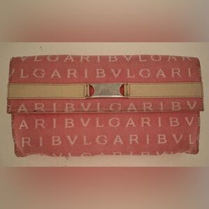Bvlgari Logo Canvas Pink Monogram Long Wallet